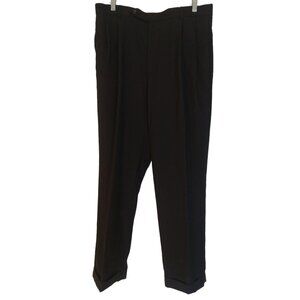 Nautica Dress Pants Troussers Slacks Mens Size 34/30 Black Pleated Front Cuffed